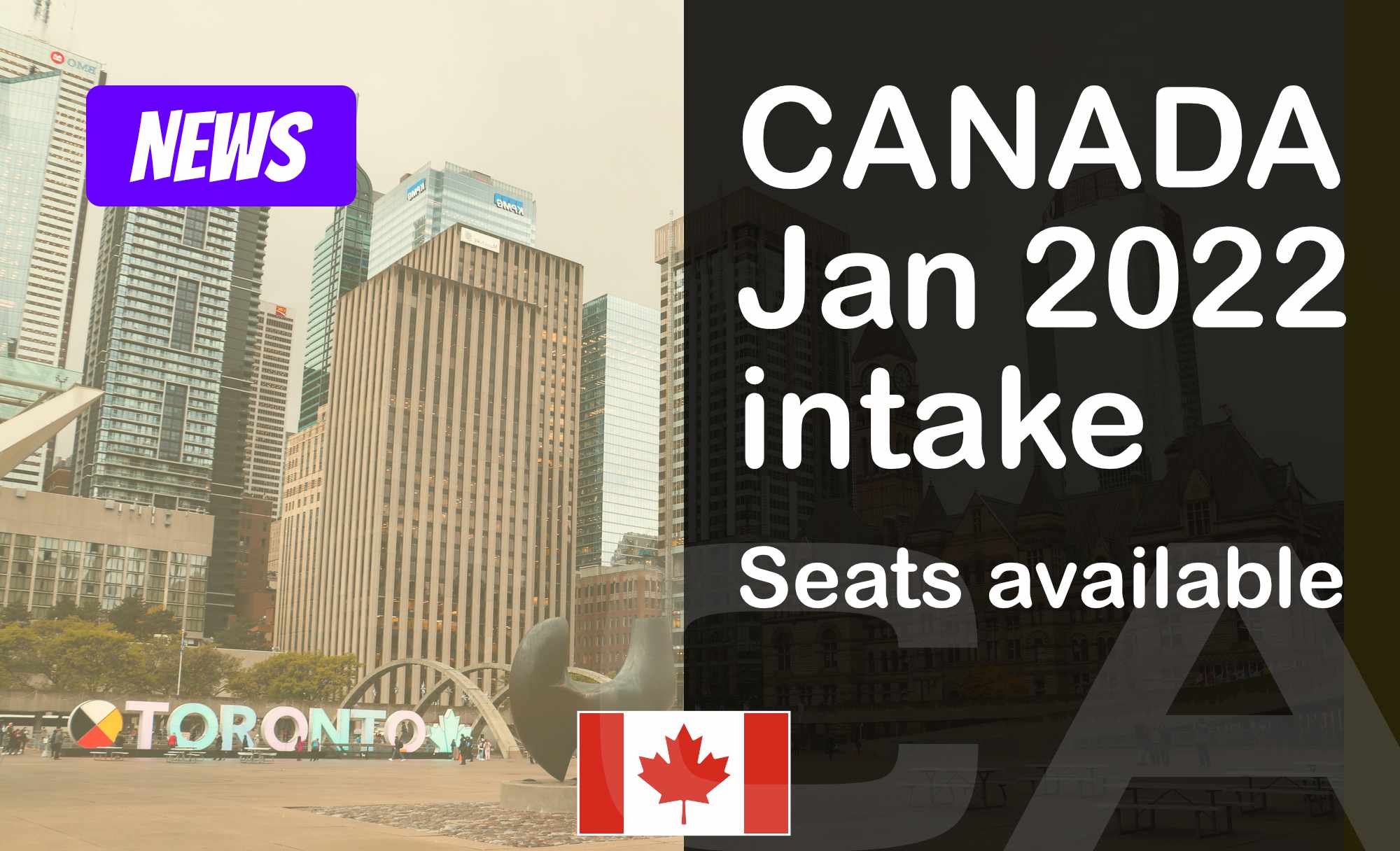 Canada: Seats available for January 2022 intake