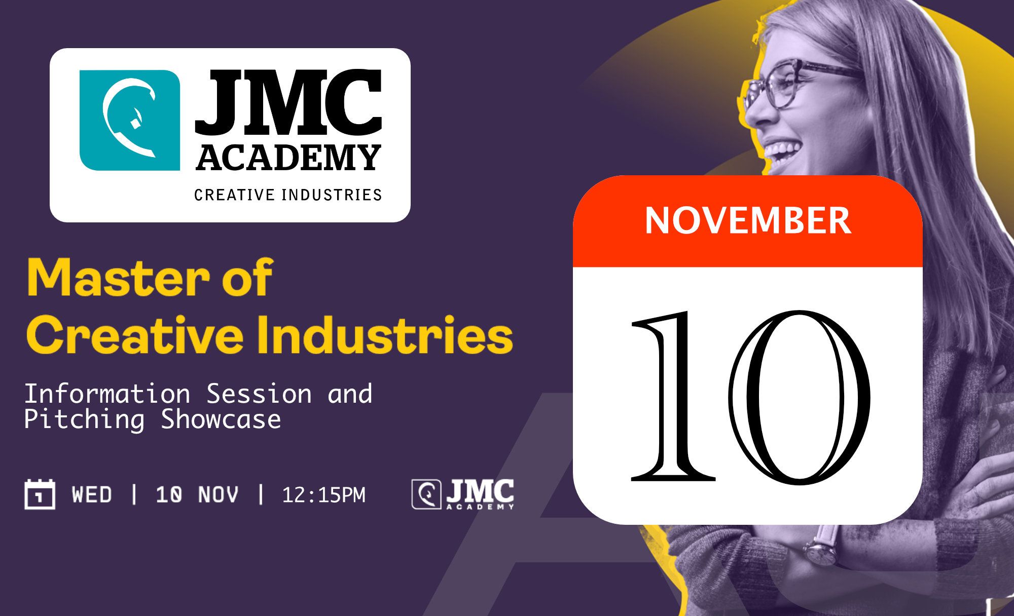 JMC Academy’s Online Master of Creative Industries Information Session – 10 November 2021