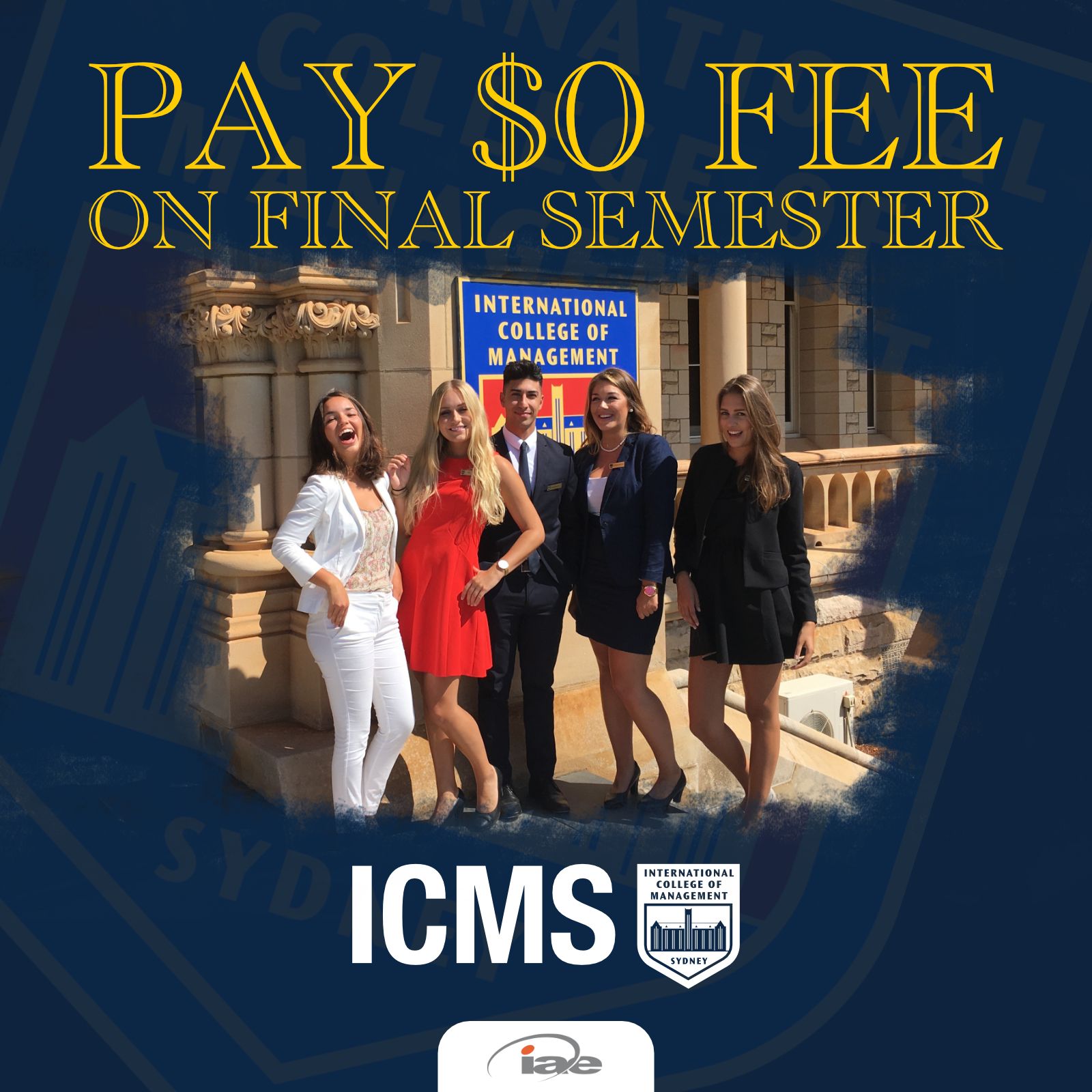 Pay $0 for your final semester of studies when you do your Master's degree at ICMS, Sydney